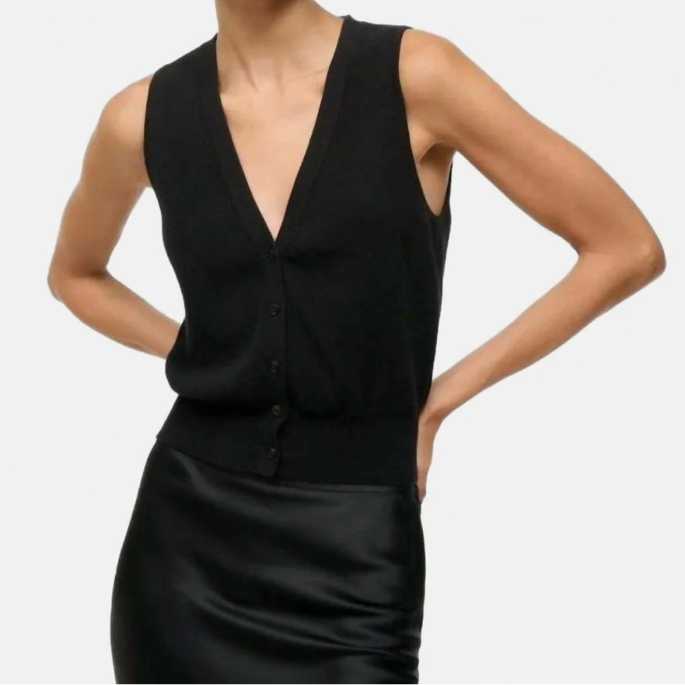 STAUD Ficus Sleeveless Sweater Vest size small black